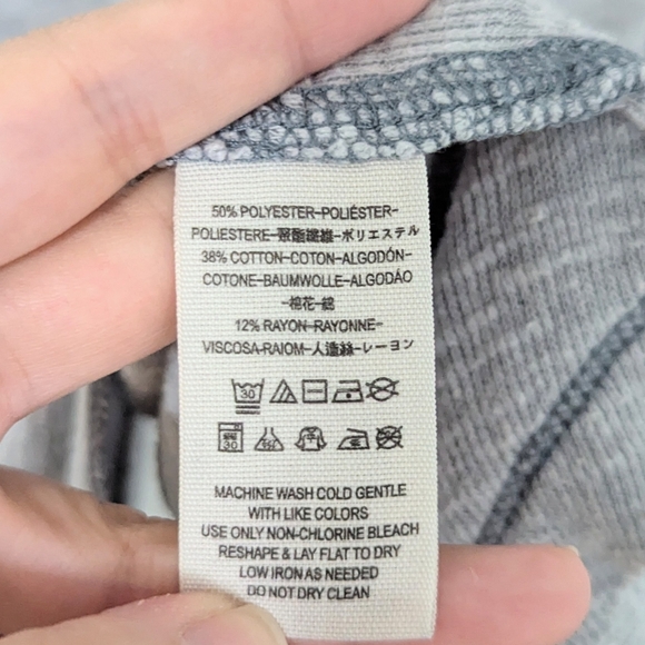 Free People Split Back Mock Neck Waffle Knit Long Sleeve Top Gray Small S - Picture 7 of 12